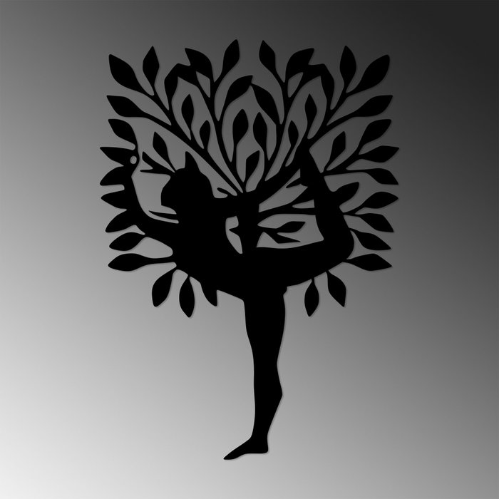 Wallity Yoga 2 Escultura de pared de metal negra